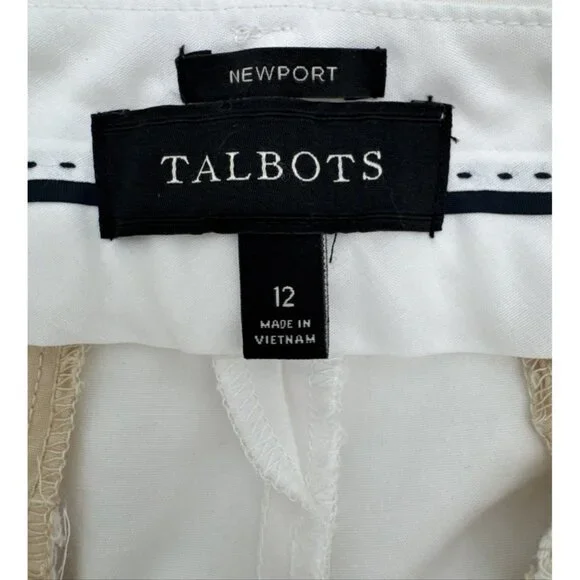 Talbots Newport size 12 white dress pant pockets straight leg‎ stretch cotton - Picture 4 of 10